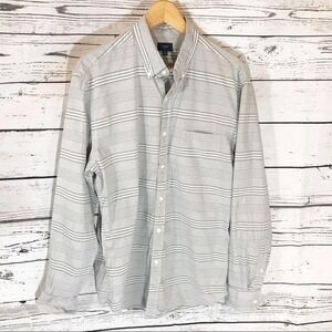 JCrew Shirt Mens Large Button Down Striped Casual Gray Cotton Prep Classic